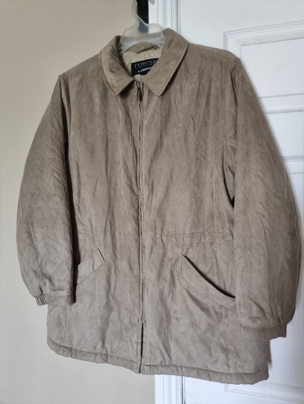 London Fog Towne Colletion 90s Men's Suede-Look Full Zip Jacket in Taupe Size L